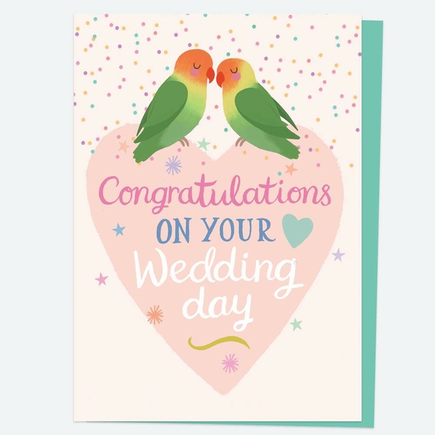 Image of Dotty About Paper Lovebirds Wedding Card
