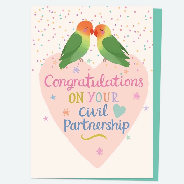 Image of Dotty About Paper Lovebirds Civil Partnership Card
