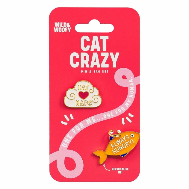 Image of Wild and Woofy Cat Pin and Tag Set