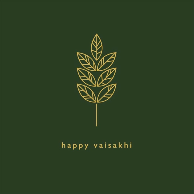 Image of Happy Vaisakhi Green Flowers Card