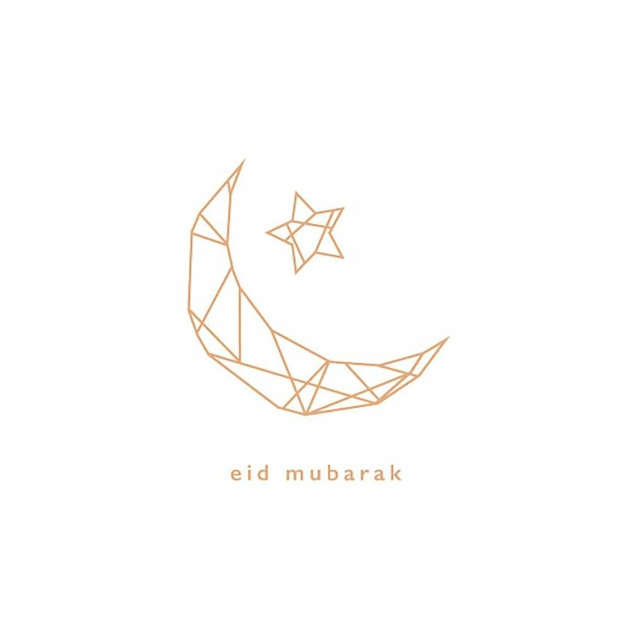 Image of White Eid Mubarak Moon And Star Card