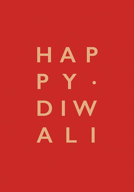 Image of Happy Diwali Words On Red Card