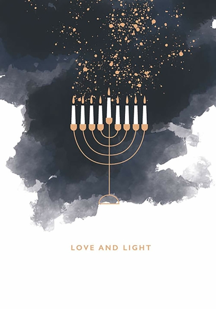 Image of Love And Light Hanukkah Candles Card