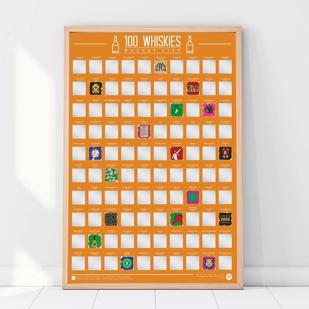Image of Gift Republic 100 Whiskey Scratch Off Poster