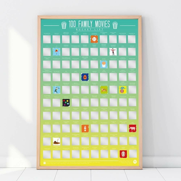 Image of Gift Republic 100 Fam movies Scratch Off Poster