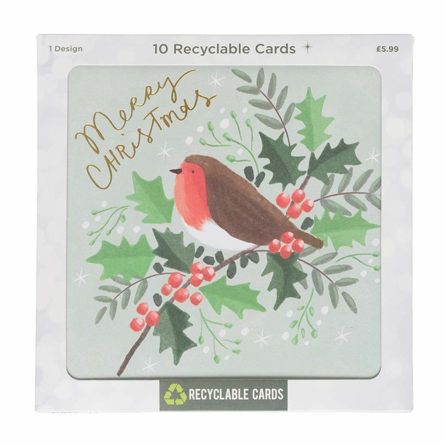 Image of WHSmith Robin Christmas Card Pack of 10