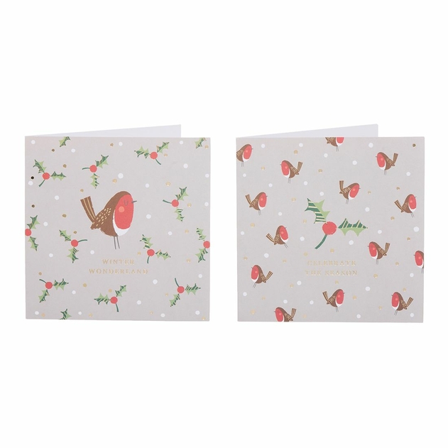 Image of WHSmith Robin and Holly Christmas Card Pack of 12
