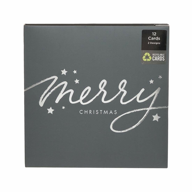 Image of WHSmith Festive Script Christmas Card Pack of 12