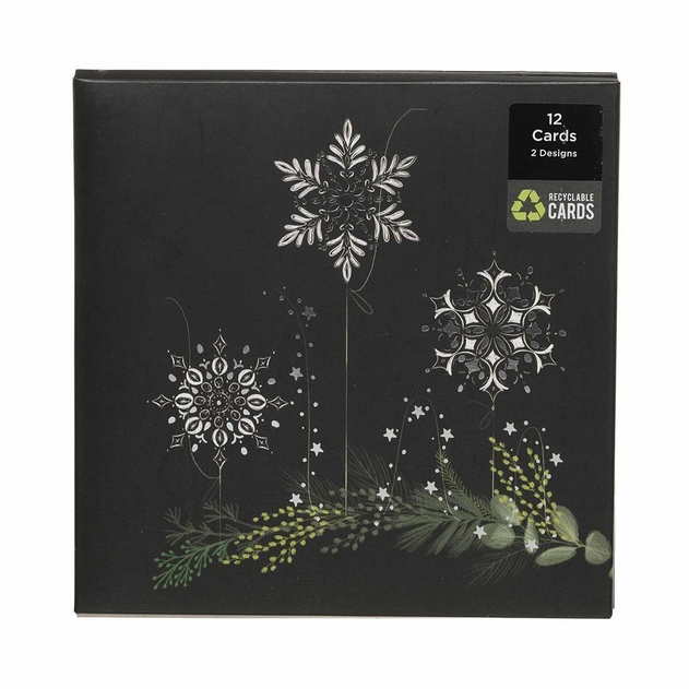 Image of WHSmith Delicate Snowflake Christmas Card Pack of 12
