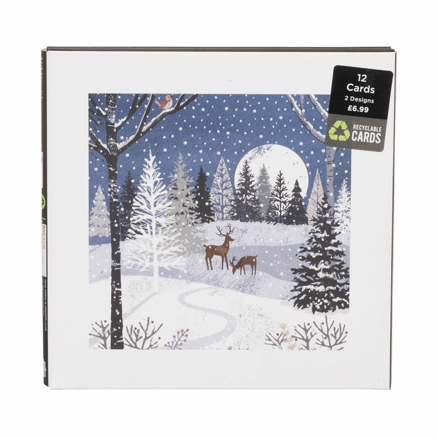 Image of WHSmith Woodland Trees Christmas Card Pack of 12
