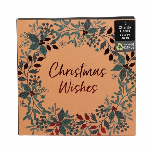Image of WHSmith Kraft Mistletoe Recyclable Christmas Card Pack of 12