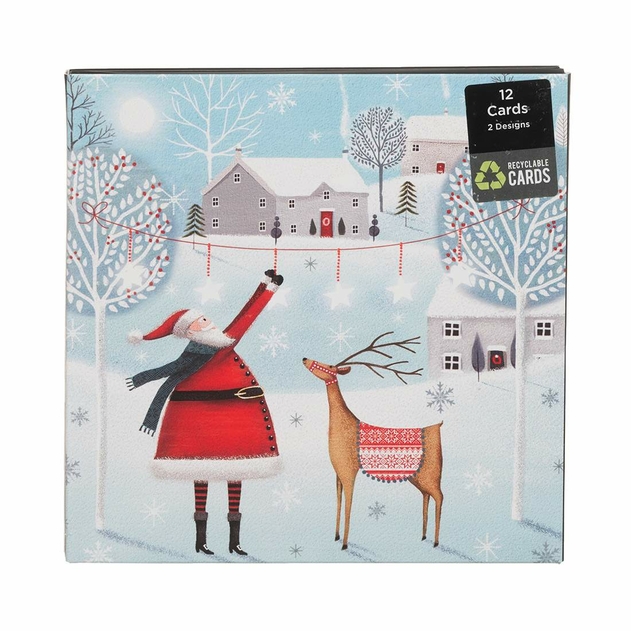 Image of WHSmith Santa Sleigh Christmas Card Pack of 12