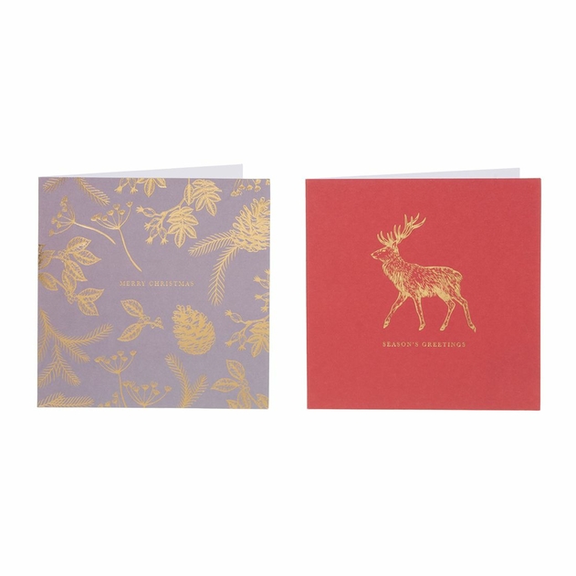 Image of WHSmith Stag and Foliage 12 Pack Boxed Christmas Cards