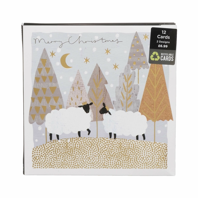 Image of WHSmith Festive Sheep Christmas Card Pack of 12