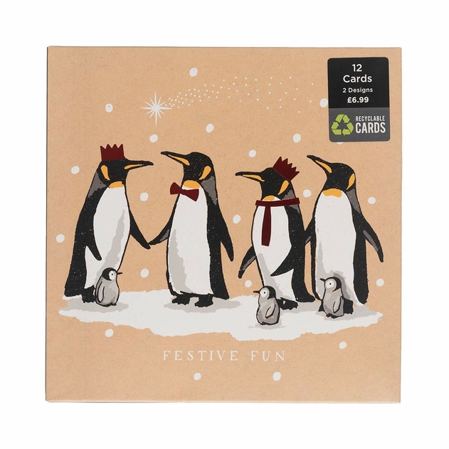 Image of WHSmith Penguin Fun Christmas Card Pack of 12