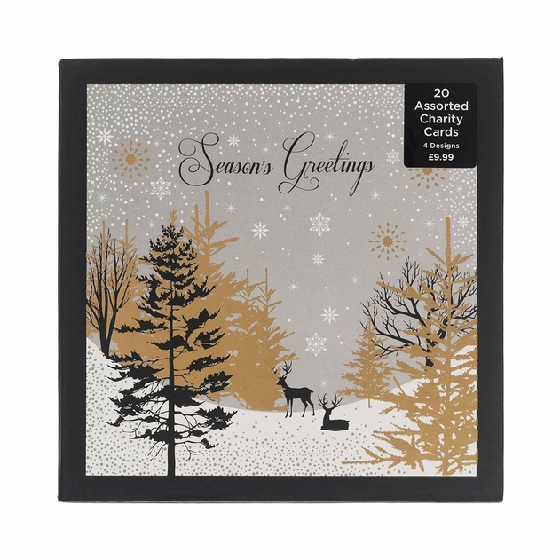 Image of WHSmith Stag Winter Scene Christmas Card Pack of 12