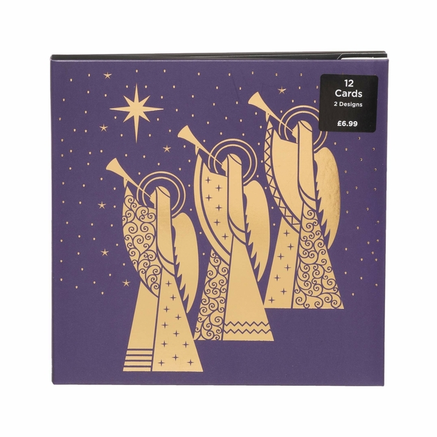 Image of WHSmith 12 Gold Religious Christmas Card Pack of 12