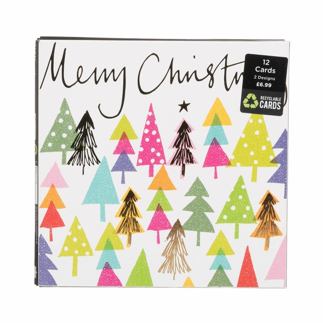 Image of WHSmith Bright Trees Christmas Card Pack of 12
