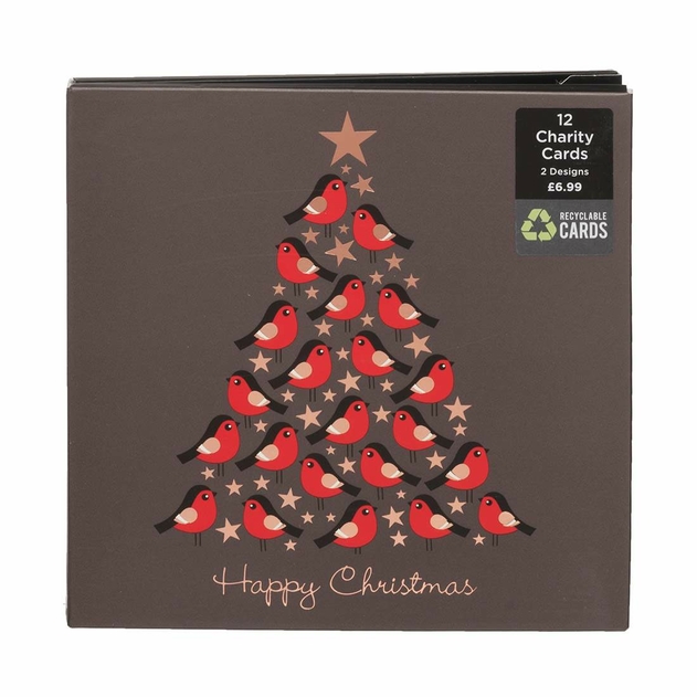 Image of WHSmith Foiled Robin Recyclable Christmas Card Pack of 12