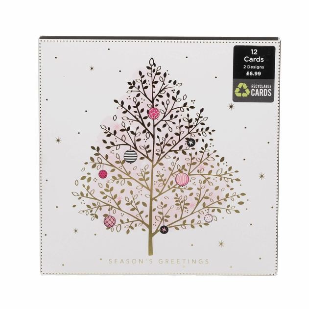 Image of WHSmith Blush Tree Bauble Christmas Card Pack of 12