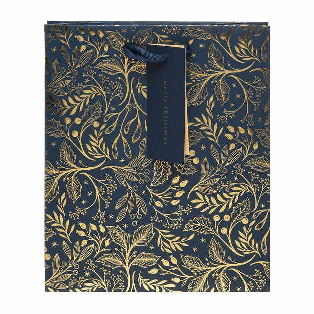 Image of WHSmith Gold Foliage Medium Gift Bag