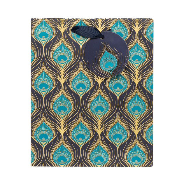 Image of WHSmith Peacock Feather Medium Gift Bag