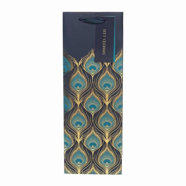 Image of WHSmith Peacock Feather Bottle Bag