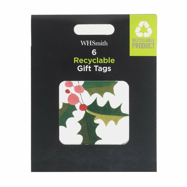 Image of WHSmith Christmas Holly Gift Tags Pack of 6
