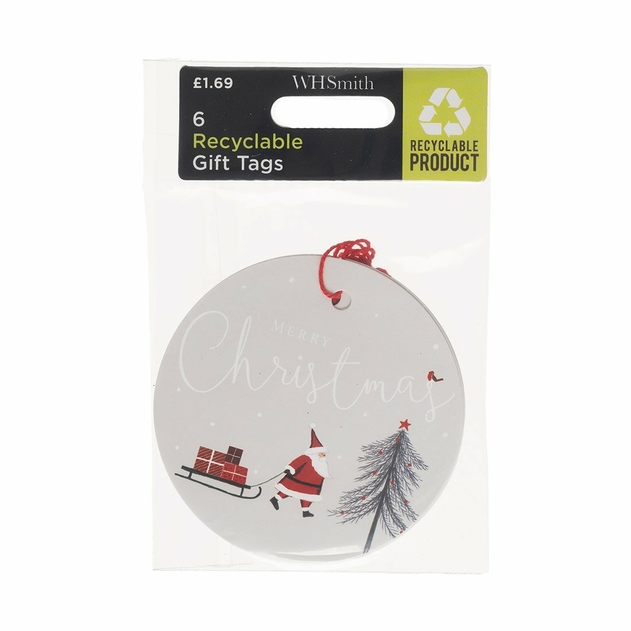 Image of WHSmith Recyclable Santa In Forest Gift Tags Pack of 6