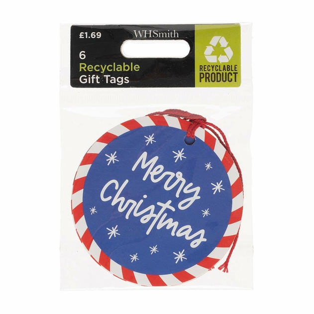 Image of WHSmith Candy Cane Gift Tags Pack of 6