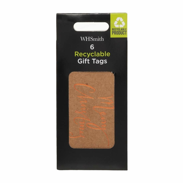 Image of WHSmith 6 Recyclable Kraft Script Gift Tags