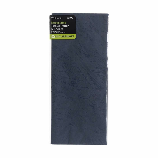 Image of WHSmith Plain Blue Tissue Paper Pack of 5 Sheets