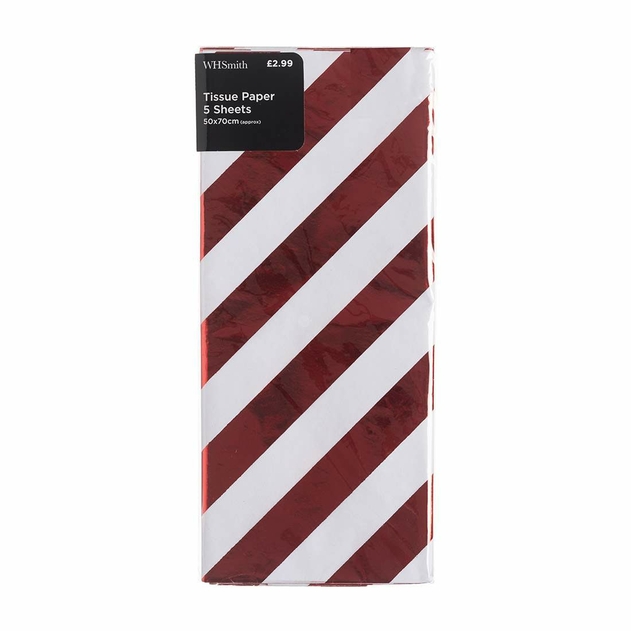 Image of WHSmith Stripe Tissue Paper Pack of 5 Sheets