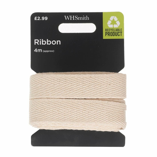 Image of WHSmith Recyclable Kraft Wide Cotton Ribbon