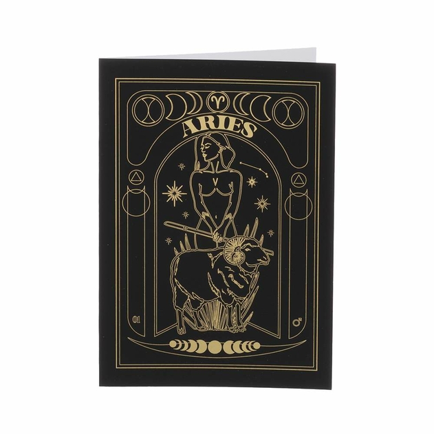 Image of Blossoms at Midnight Aries Zodiac Gold Foil Birthday Card