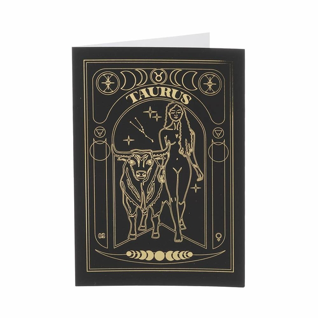 Image of Blossoms at Midnight Taurus Zodiac Gold Foil Birthday Card