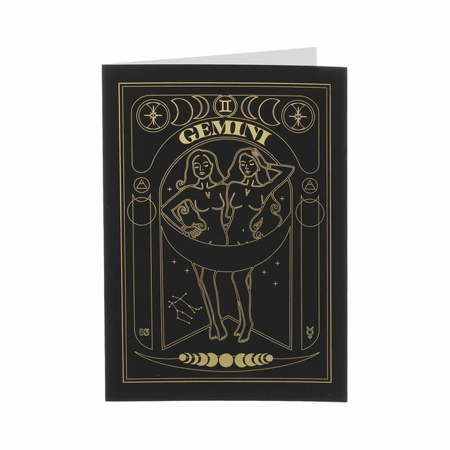 Image of Blossoms at Midnight Gemini Zodiac Gold Foil Birthday Card