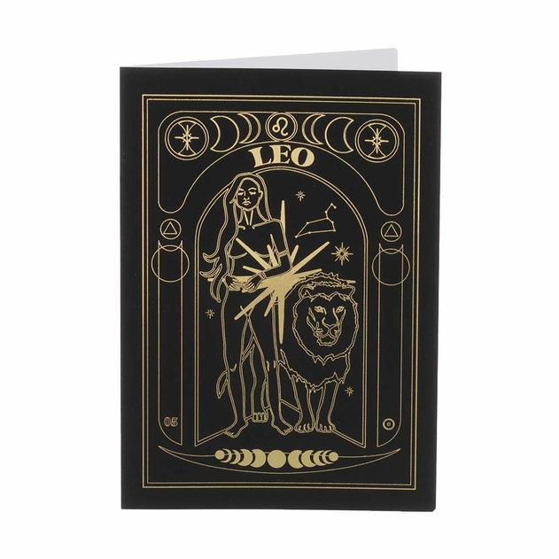 Image of Blossoms at Midnight Leo Zodiac Gold Foil Birthday Card