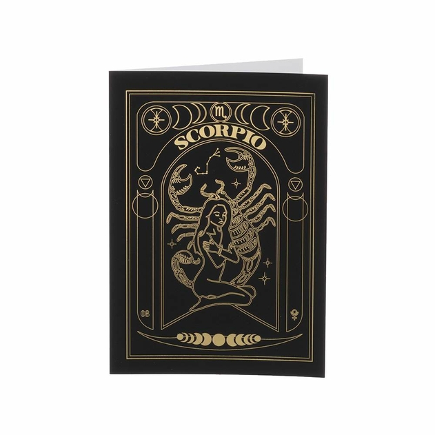 Image of Blossoms at Midnight Scorpio Zodiac Gold Foil Birthday Card