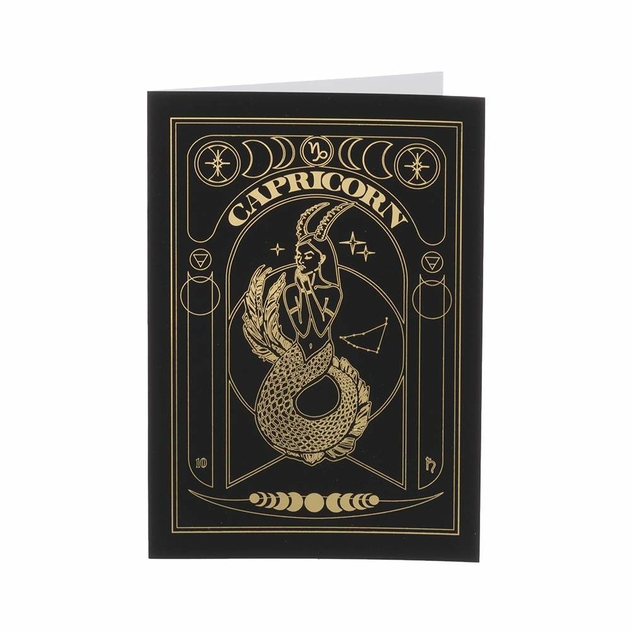 Image of Blossoms at Midnight Capricorn Zodiac Gold Foil Birthday Card