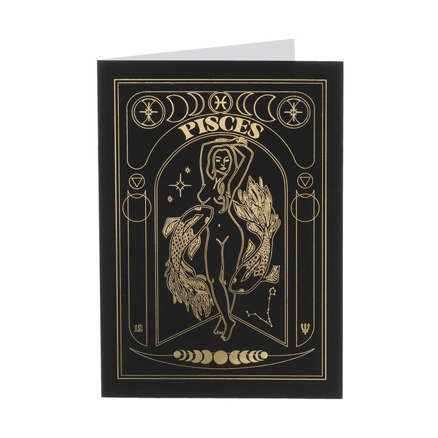 Image of Blossoms at Midnight Pisces Zodiac Gold Foil Birthday Card