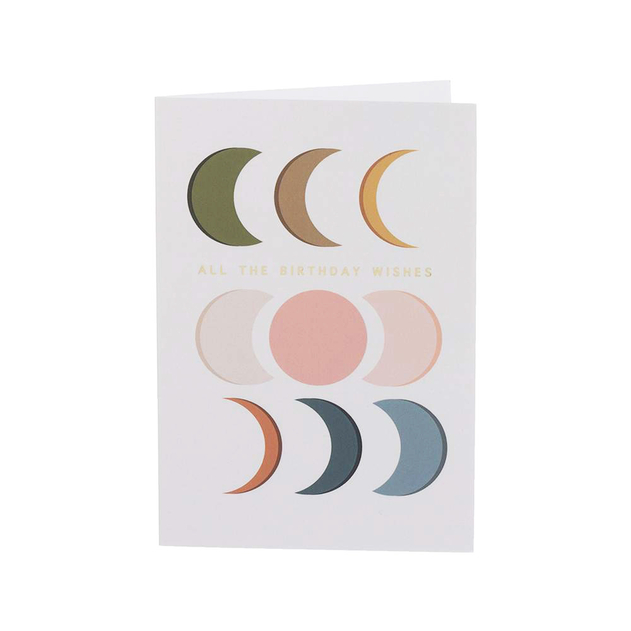 Image of Blossoms at Midnight Phases of the Moon Gold Foil Birthday Card