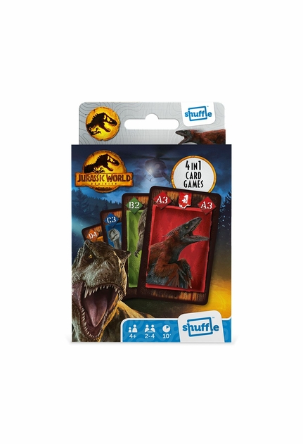 Image of Shuffle Fun 4 In 1 Jurassic World Card Game