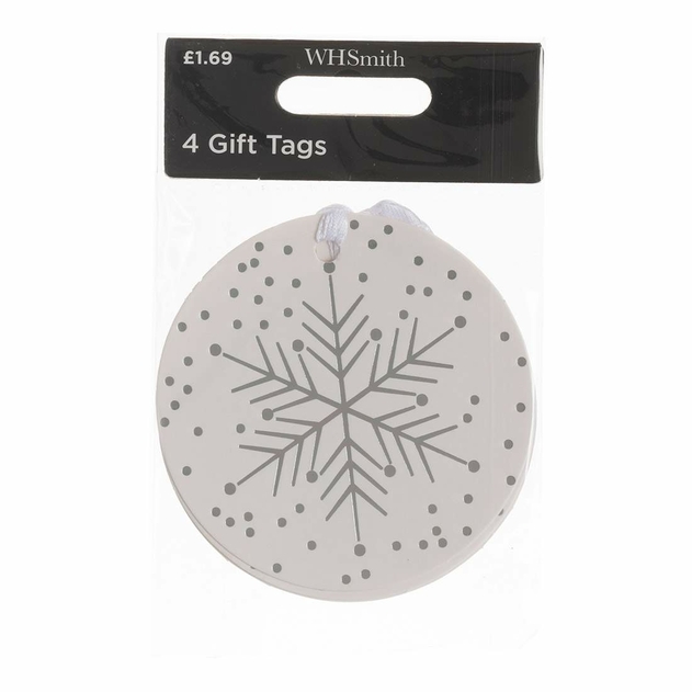 Image of WHSmith 4 White Snowflakes Tags