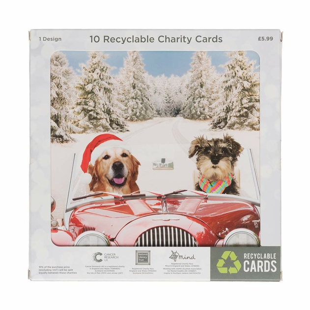 Image of WHSmith Recyclable Speeding Dogs Christmas Card Pack of 10