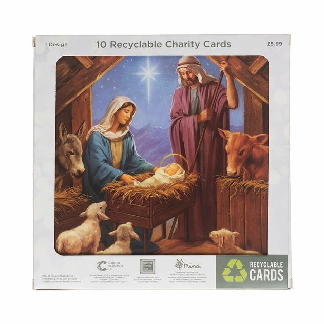 Image of WHSmith Recyclable Holy Night Christmas Card Pack of 10