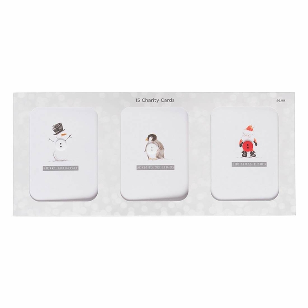 Image of WHSmith Button Buddies Christmas Card Pack of 15