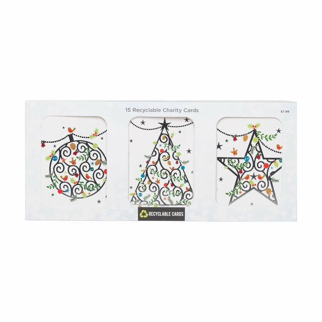 Image of WHSmith Shimmering Icons Christmas Card Pack of 15