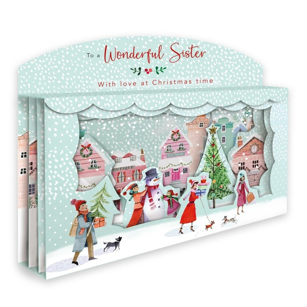Image of Second Nature Sister Christmas Village 3D Christmas Card