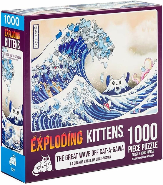 Image of Exploding Kittens The Great Wave Of Catagawa 1000 Piece Jigsaw Puzzle